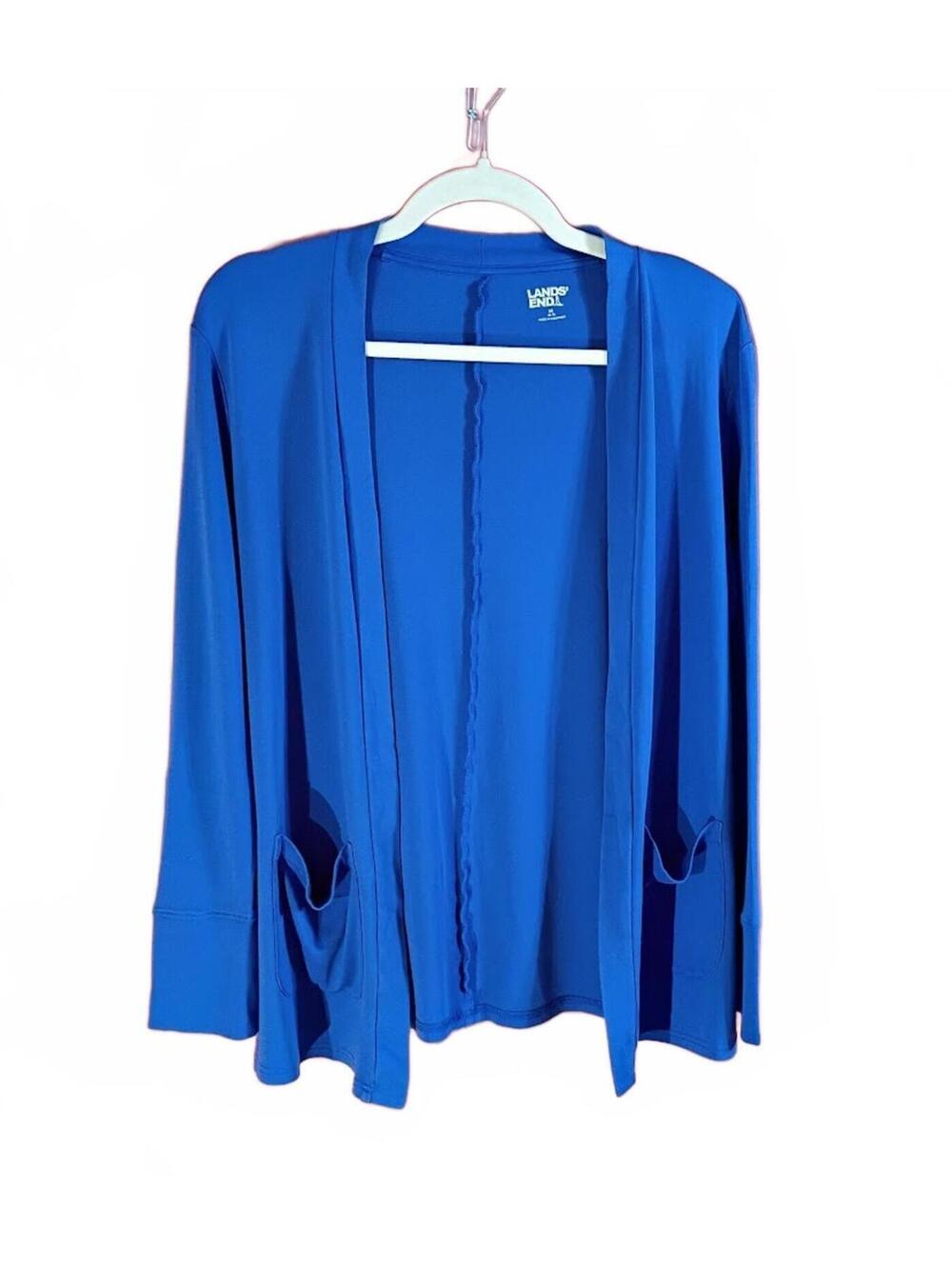 Lands' End Women's Blue Open Front Cardigan Size M